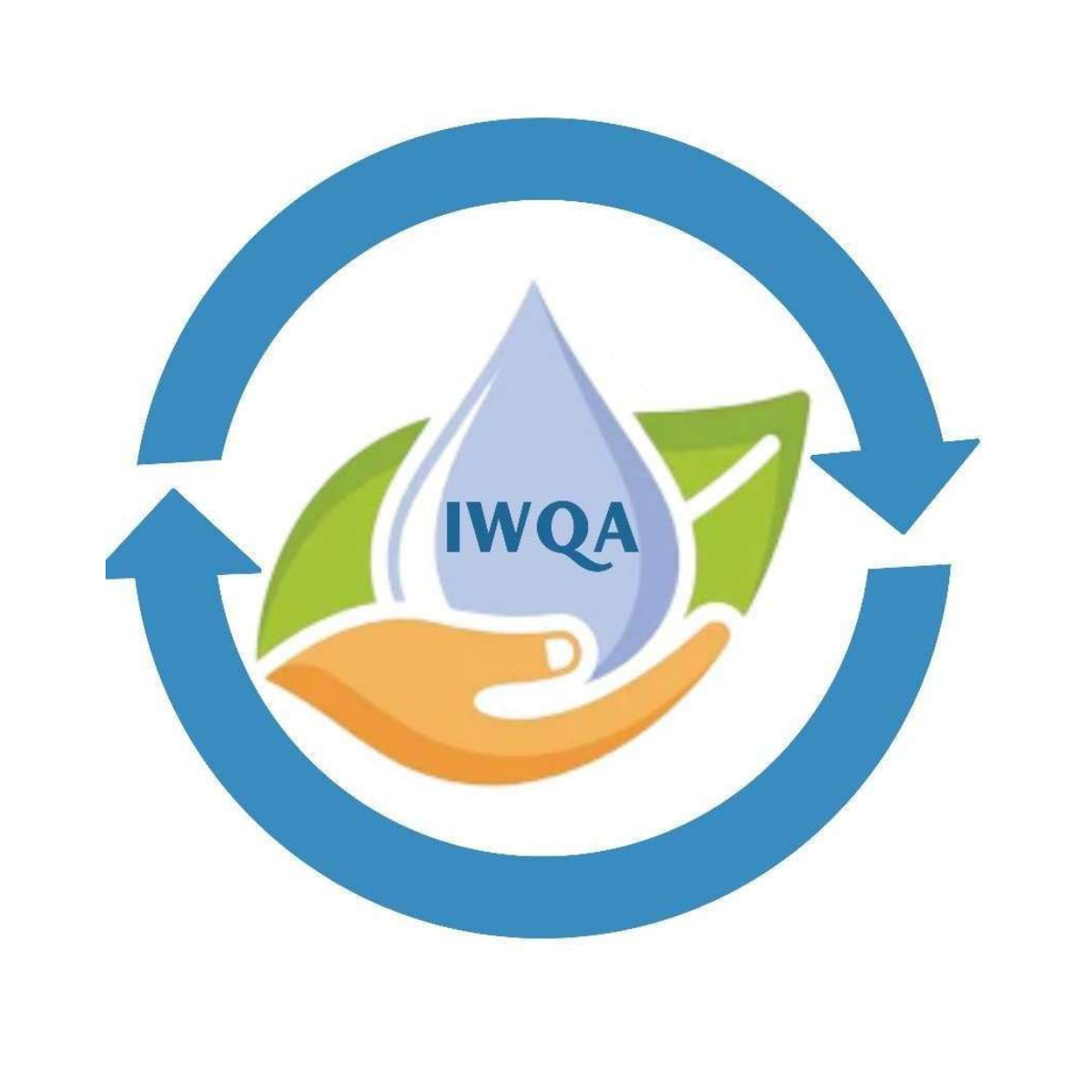 IWQA water, leaf and hand logo